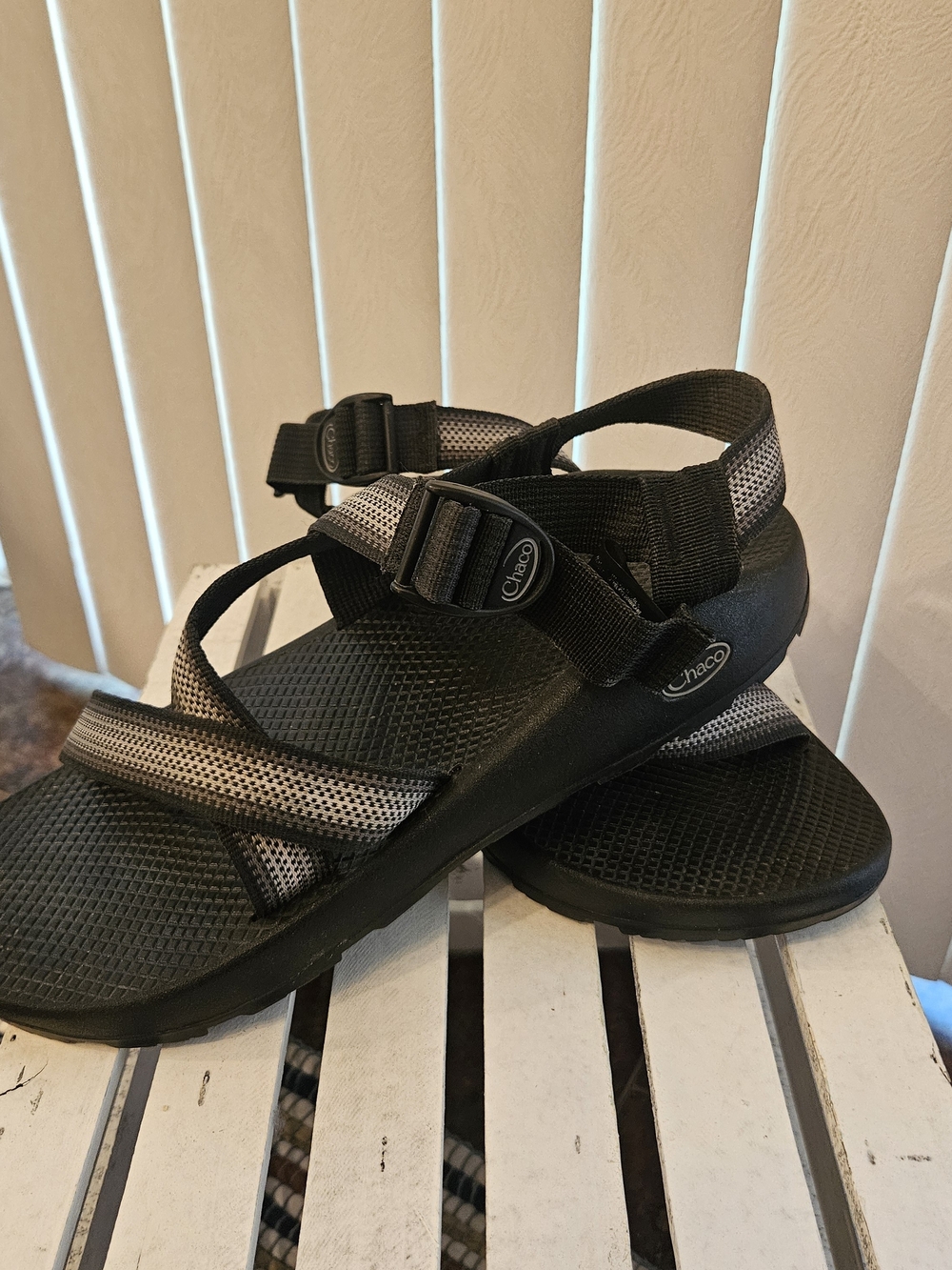 Chaco Z/1 Classic Black Gray Adjustable Sport Hiking River Sandals Size 12